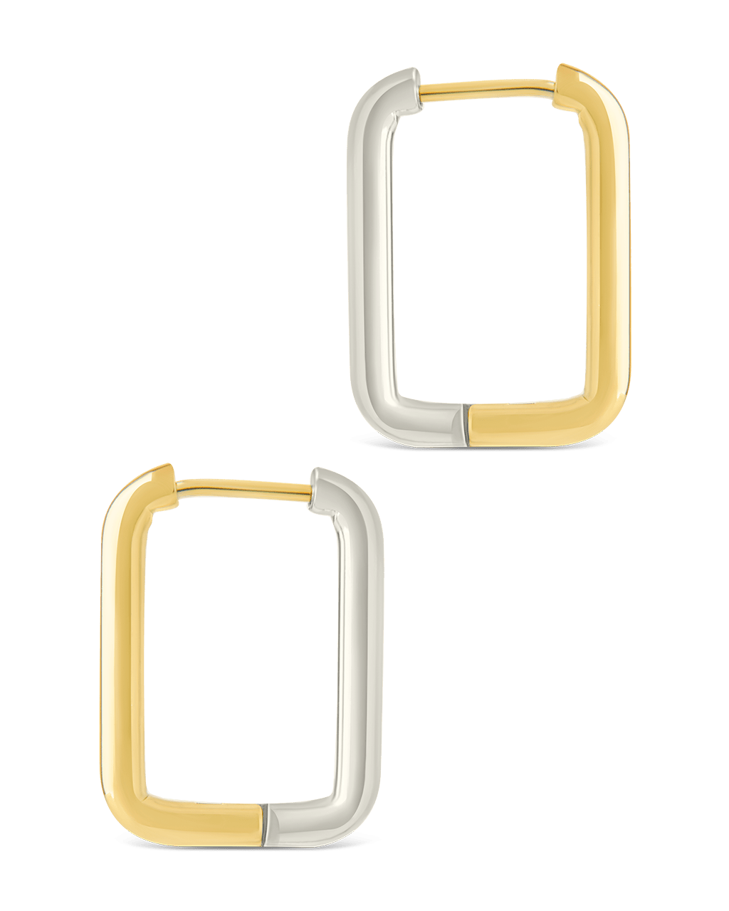 Jana Dual Tone Rectangle Hoops - Sterling Forever