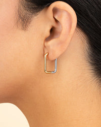 Jana Dual Tone Rectangle Hoops - Sterling Forever
