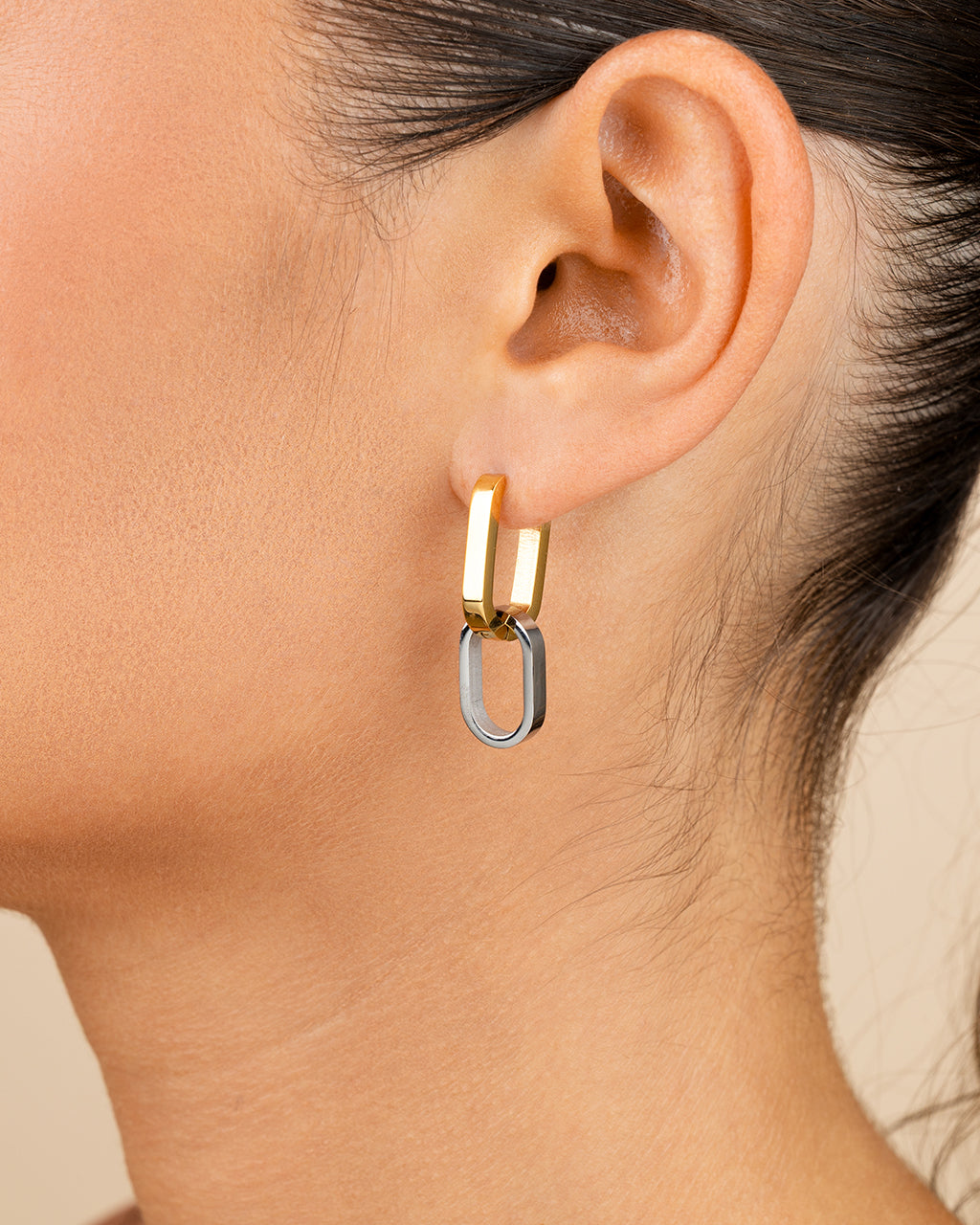 Katarina Interlocking Dual Tone Dangle Earrings