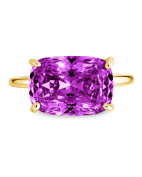 Sterling Silver Amethyst Cushion East-West Ring
