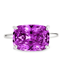 Sterling Silver Amethyst Cushion East-West Ring