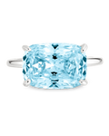 Sterling Silver Aquamarine Cushion East-West Ring