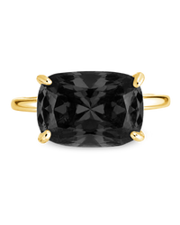 Sterling Silver Black Cushion East-West Ring