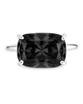Sterling Silver Black Cushion East-West Ring