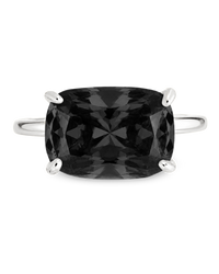Sterling Silver Black Cushion East-West Ring
