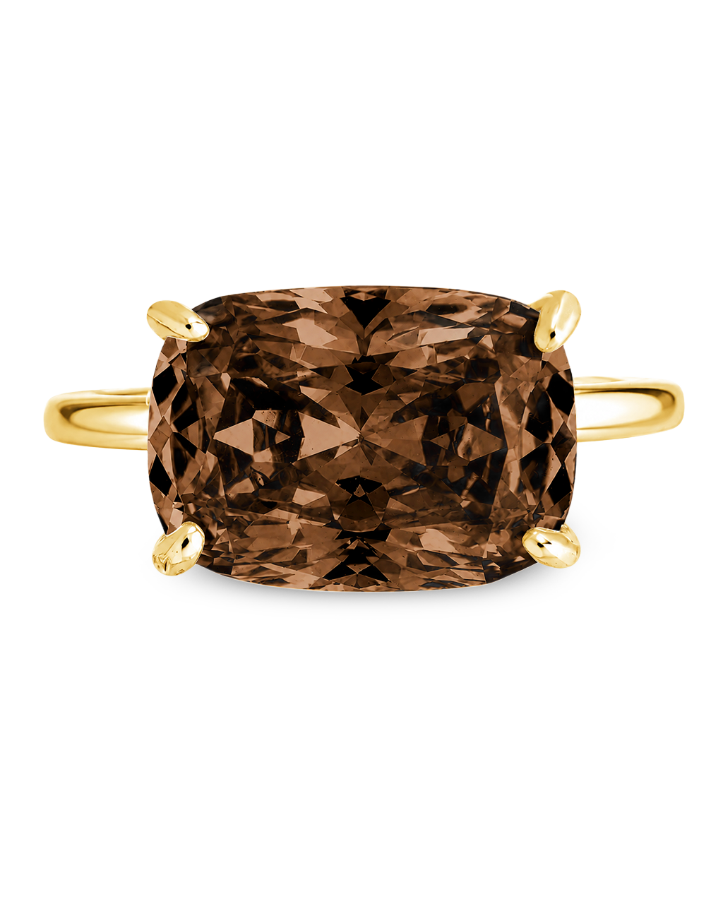 Sterling Silver Chocolate Cushion East-West Ring