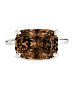 Sterling Silver Chocolate Cushion East-West Ring
