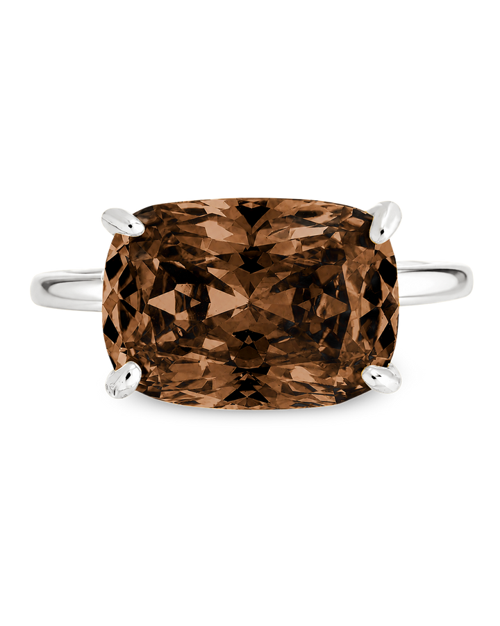Sterling Silver Chocolate Cushion East-West Ring