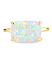 Sterling Silver Opal Cushion East-West Ring
