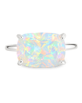 Sterling Silver Opal Cushion East-West Ring