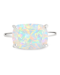 Sterling Silver Opal Cushion East-West Ring