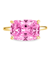 Sterling Silver Pink Sapphire Cushion East-West Ring