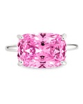 Sterling Silver Pink Sapphire Cushion East-West Ring