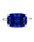 Sterling Silver Sapphire Cushion East-West Ring
