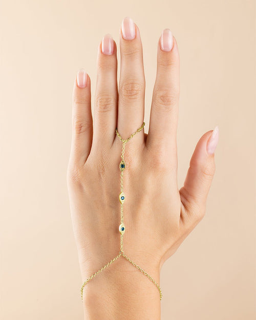 Arielle CZ Evil Eye Hand Chain - Sterling Forever