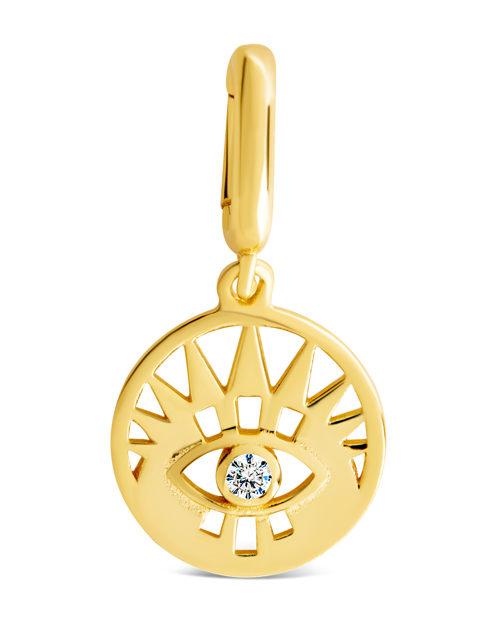 Sterling Silver CZ Evil Eye Disc Charm