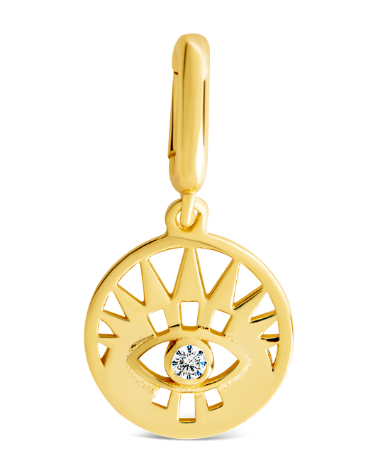 Sterling Silver CZ Evil Eye Disc Charm