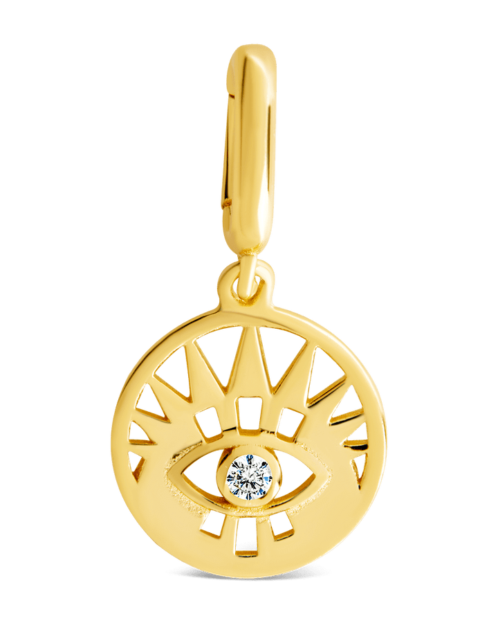 Sterling Silver CZ Evil Eye Disc Charm