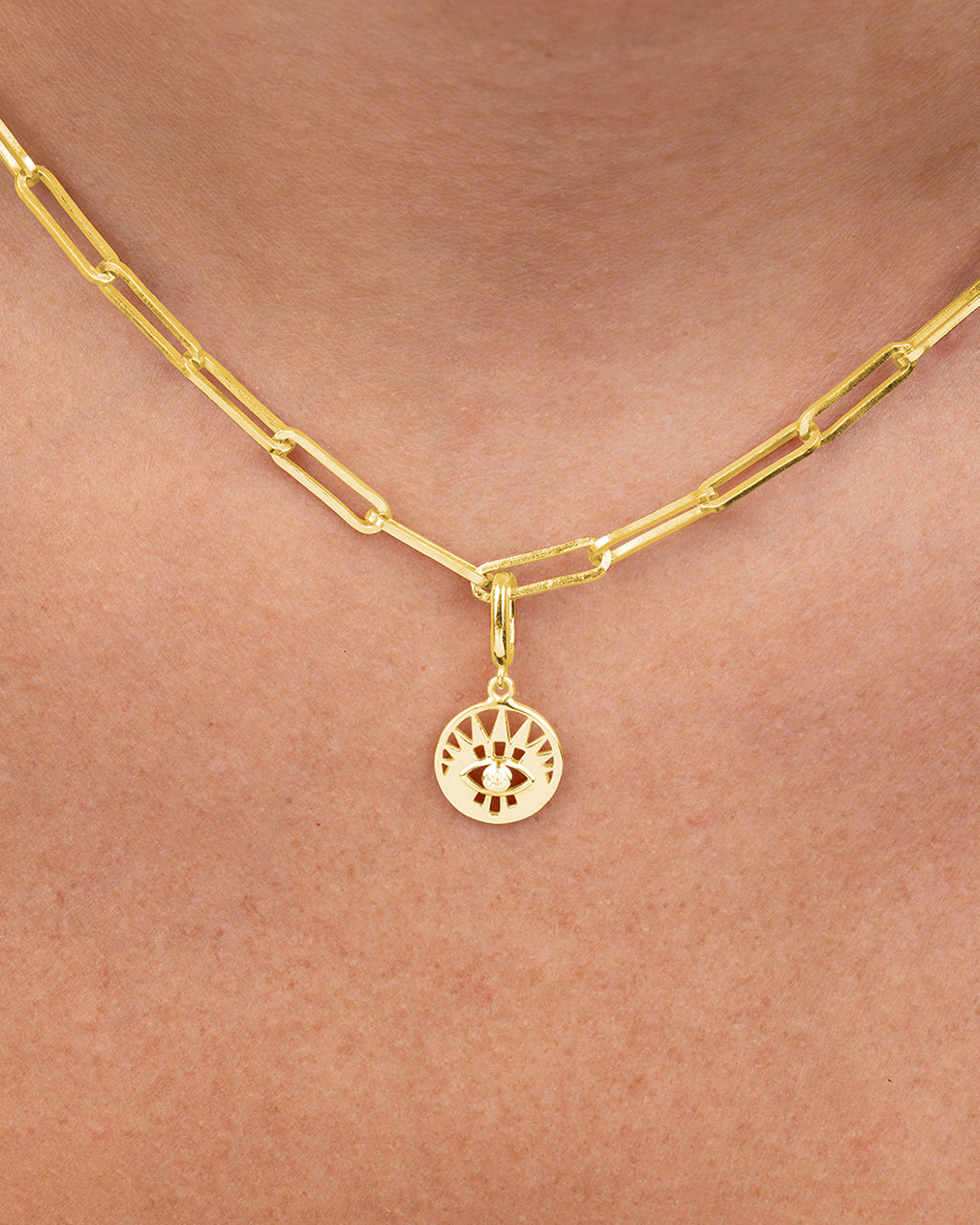 Sterling Silver CZ Evil Eye Disc Charm