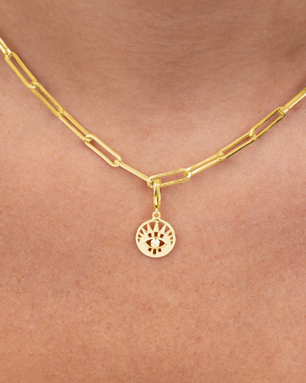 Sterling Silver CZ Evil Eye Disc Charm - Sterling Forever
