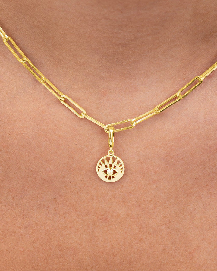 Sterling Silver CZ Evil Eye Disc Charm