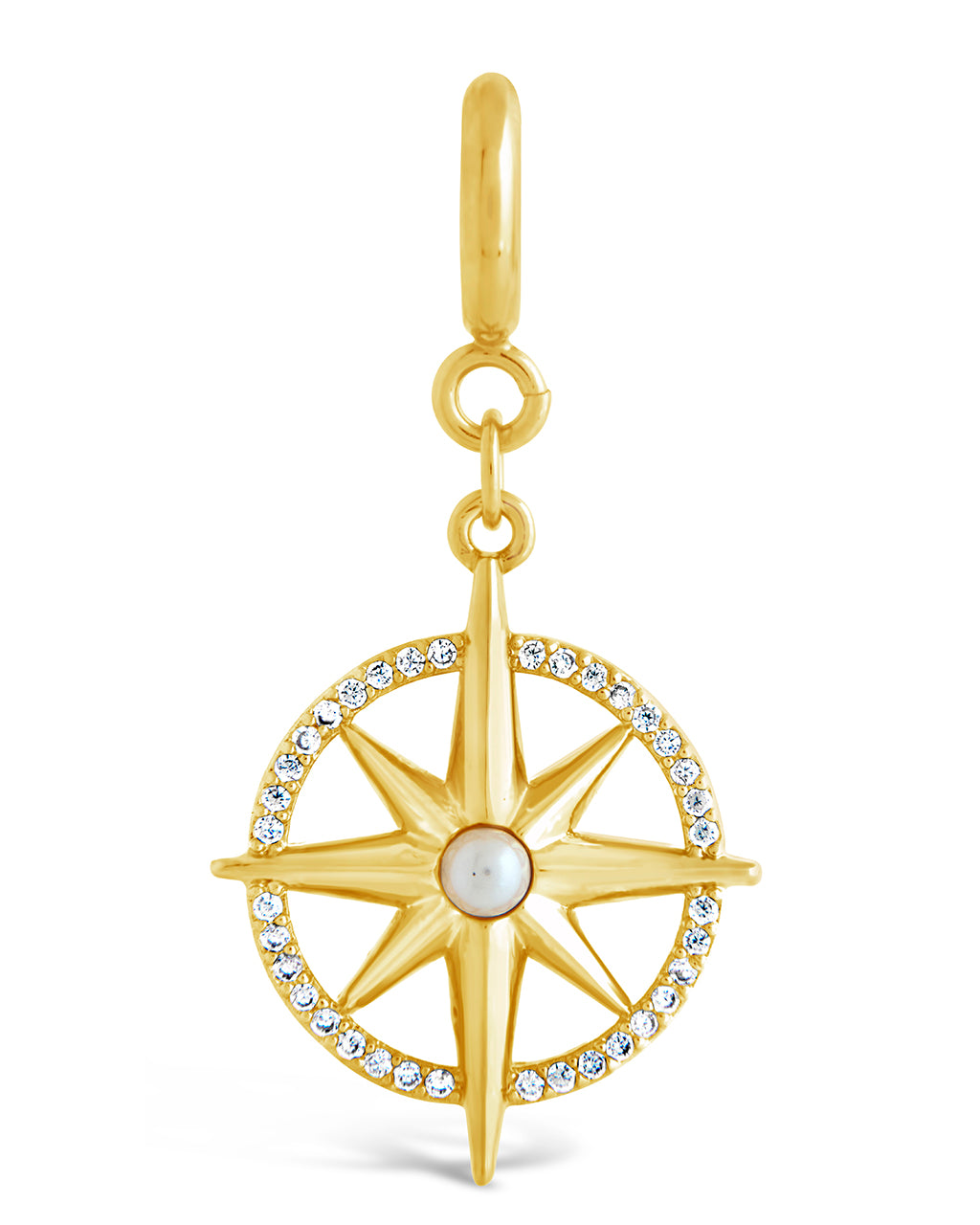Pearl & CZ Travelers Compass Charm