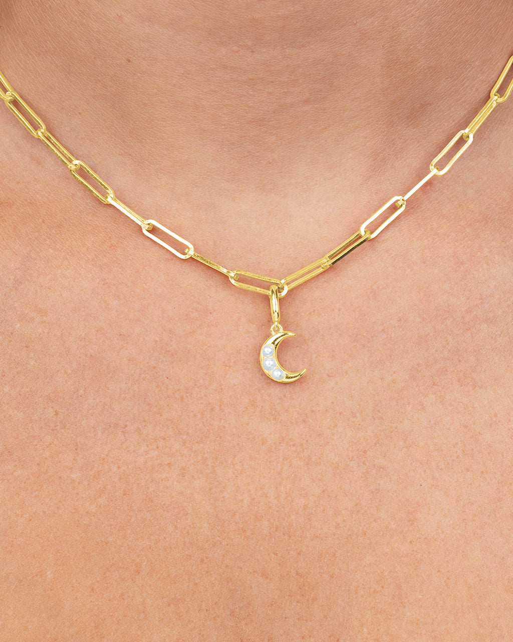 Sterling Silver Pearl Moon Charm