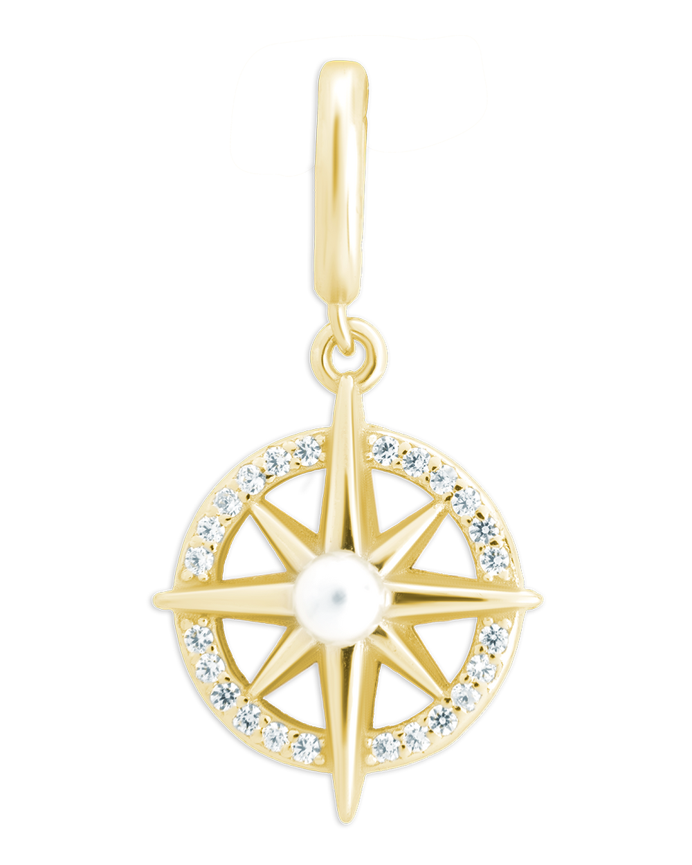 Sterling Silver CZ & Pearl Compass