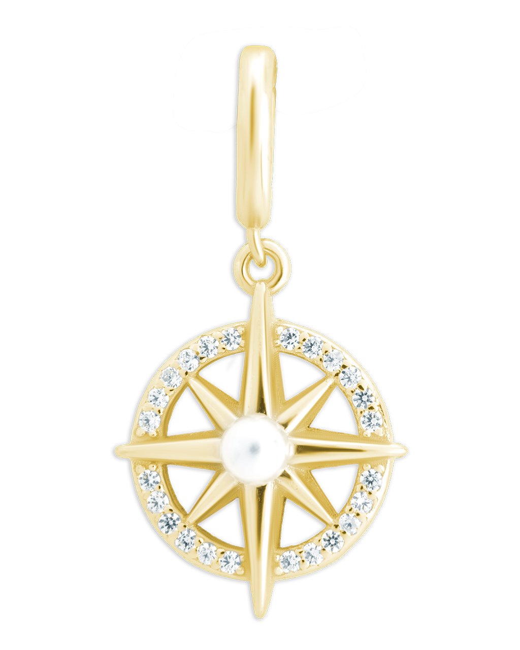 Sterling Silver CZ & Pearl Compass
