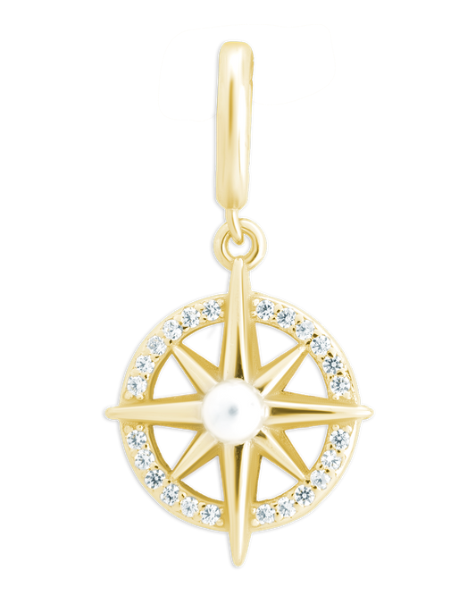 Sterling Silver CZ & Pearl Compass