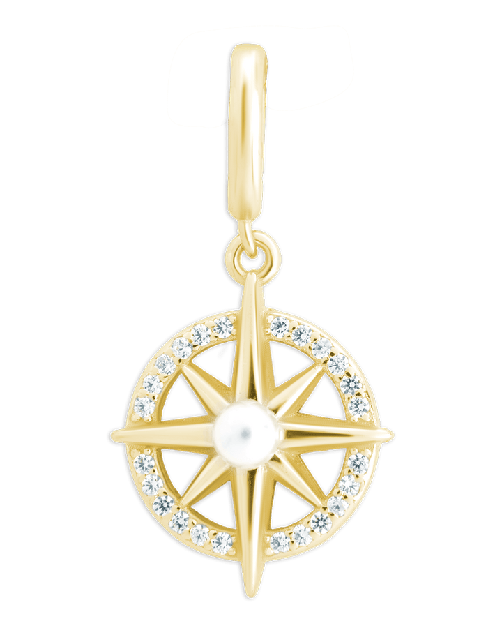 Sterling Silver CZ & Pearl Compass