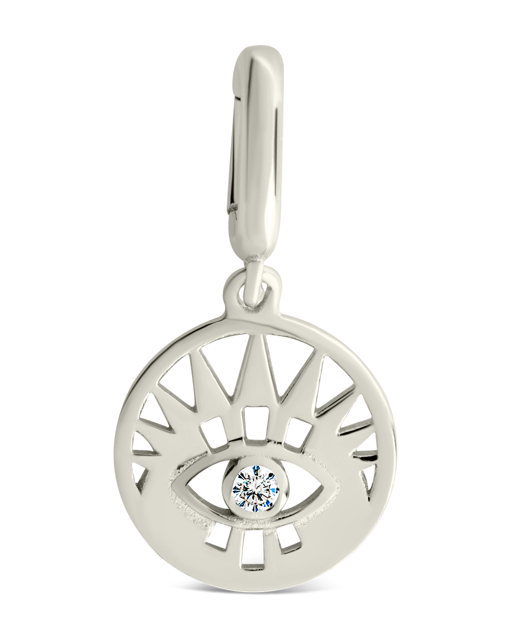 Sterling Silver CZ Evil Eye Disc Charm