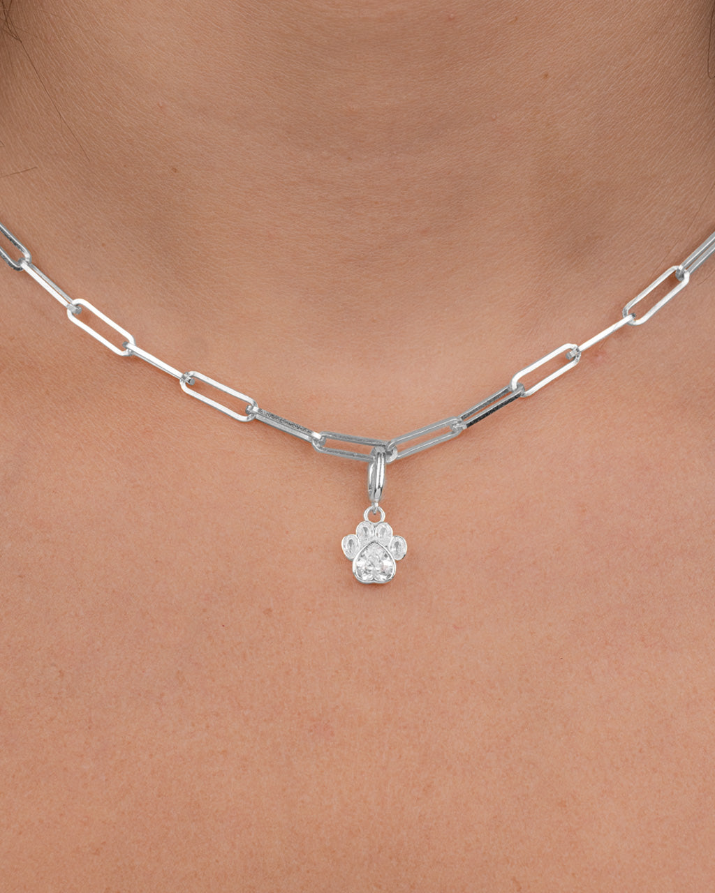 Sterling Silver CZ Paw Charm