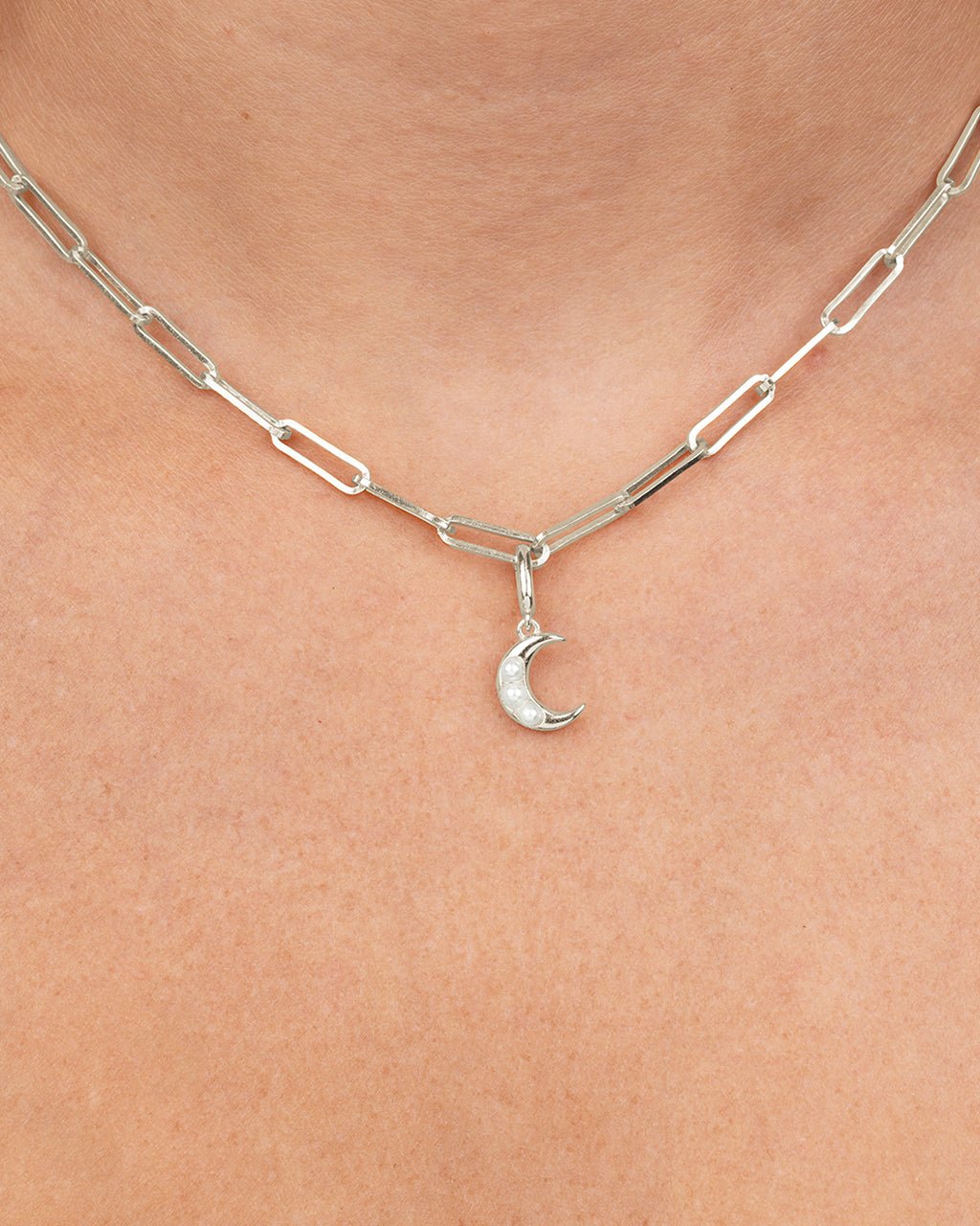 Sterling Silver Pearl Moon Charm - Sterling Forever