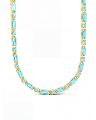Georgia Aquamarine CZ Tennis Necklace