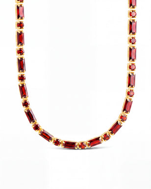 Georgia Garnet CZ Tennis Necklace