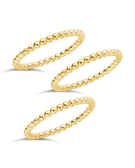 Sterling Silver Beaded Ring Set of 3