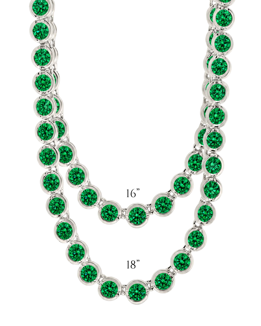 Helene Bezel Emerald CZ Tennis Necklace
