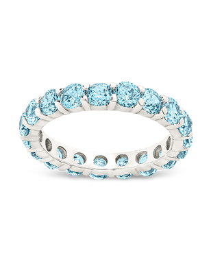 Sterling Silver Gracie Aquamarine CZ Eternity Ring