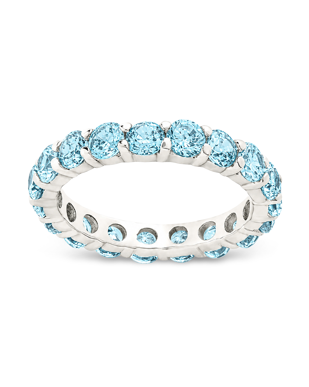 Sterling Silver Gracie Aquamarine CZ Eternity Ring