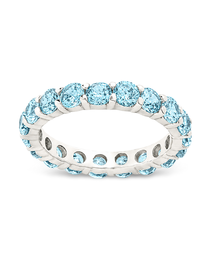 Sterling Silver Gracie Aquamarine CZ Eternity Ring