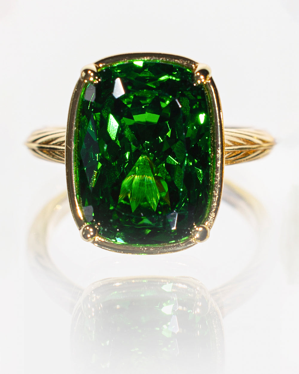 Sterling Silver Elongated Cushion Emerald CZ Cocktail Ring