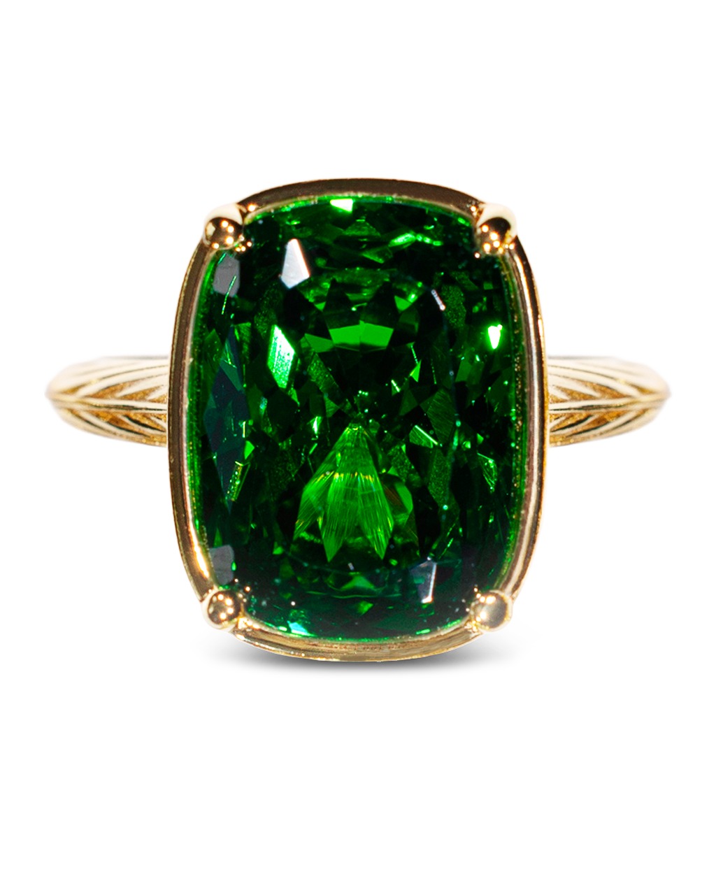 Sterling Silver Elongated Cushion Emerald CZ Cocktail Ring - Sterling Forever