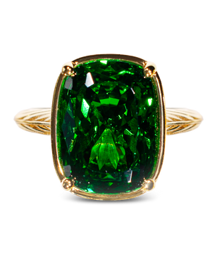Sterling Silver Elongated Cushion Emerald CZ Cocktail Ring