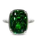 Sterling Silver Elongated Cushion Emerald CZ Cocktail Ring - Sterling Forever