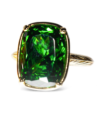 Sterling Silver Elongated Cushion Emerald CZ Cocktail Ring