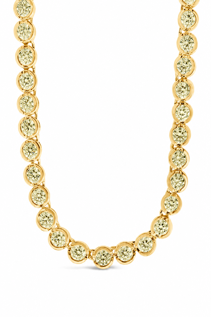Helene Bezel Canary CZ Tennis Necklace