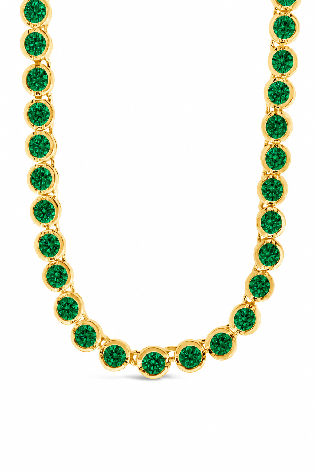 アクセサリー Lncs s925 Aground Form Necklace Helene Bezel Emerald CZ Tennis Necklace – Sterling Forever