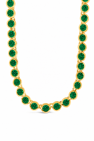 Helene Bezel Emerald CZ Tennis Necklace