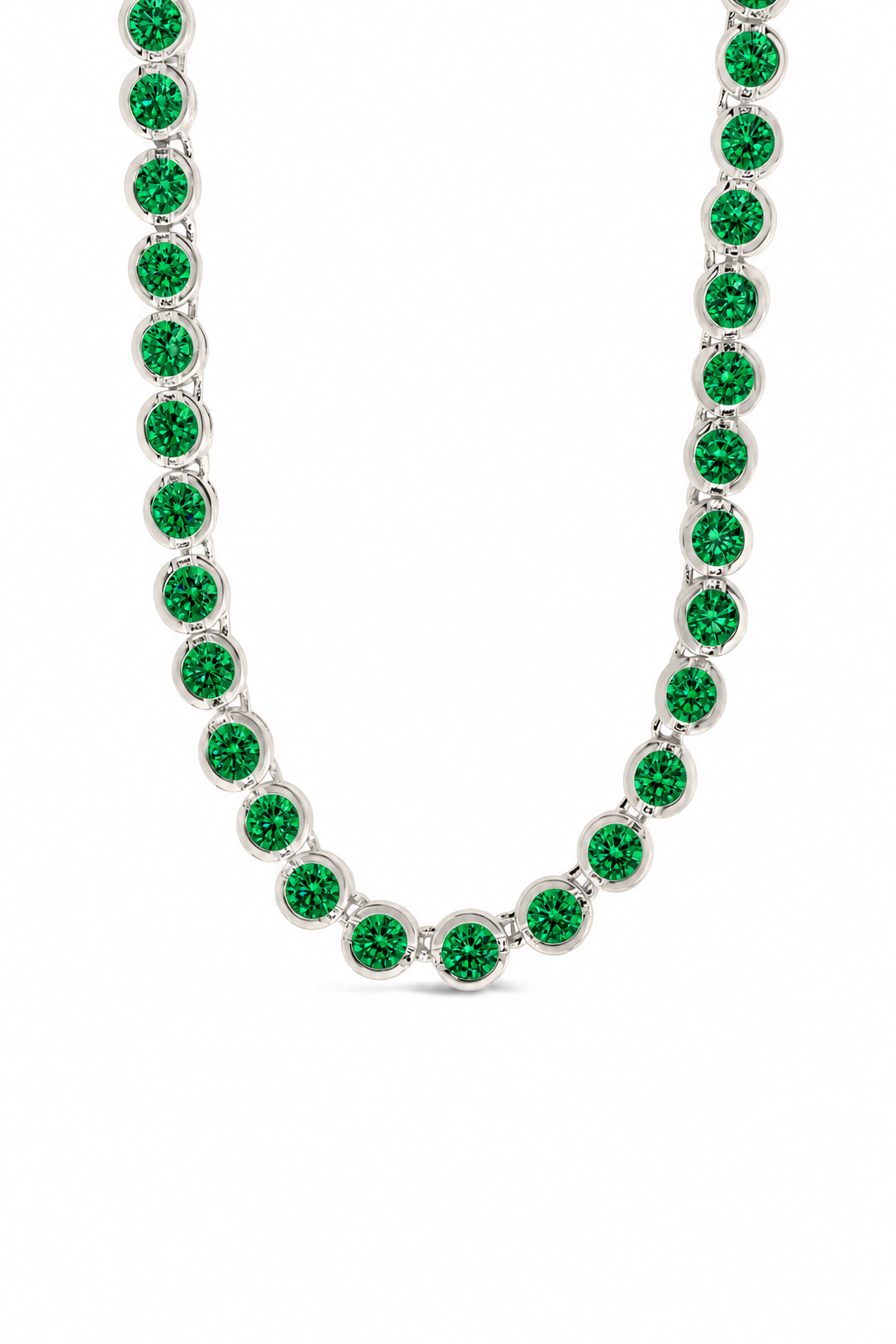 Helene Bezel Emerald CZ Tennis Necklace – Sterling Forever